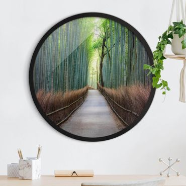 Okrągły obraz w ramie - The Path Through The Bamboo