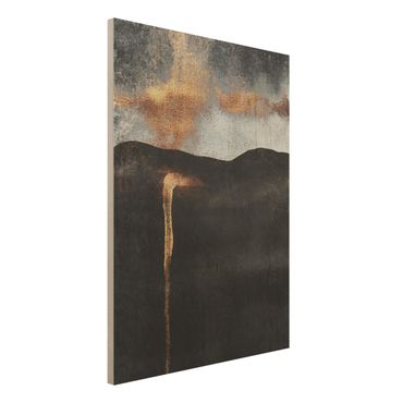 Obraz z drewna - Abstrakcyjna złota poświata