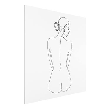 Obraz Forex - Line Art Naga kobieta z tyłu czarno-biały