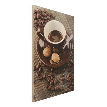 Obraz z drewna - Filiżanka do kawy z ziarnami kawy