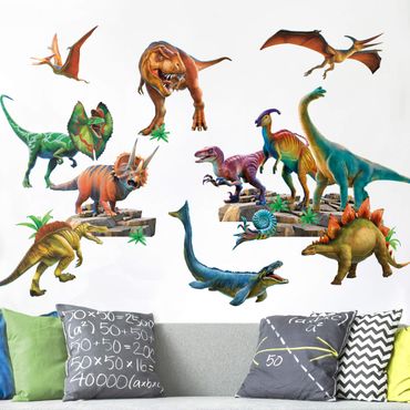 Naklejka na ścianę - Mega zestaw dinozaurów