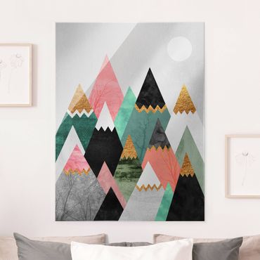 Obraz na szkle - Góry trójkątne ze złotymi iglicami