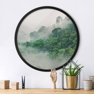 Okrągły obraz w ramie - Jungle In The Fog