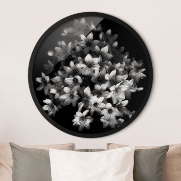 Okrągły obraz w ramie - Dark Clematis Bouquet