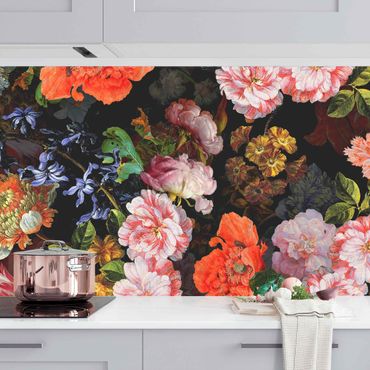 Panel ścienny do kuchni - Bukiet ciemnych kwiatów