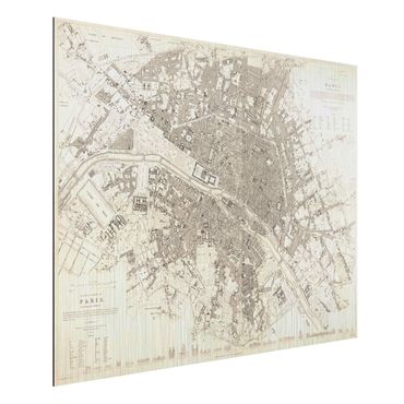 Obraz Alu-Dibond - Mapa miasta w stylu vintage Paryż