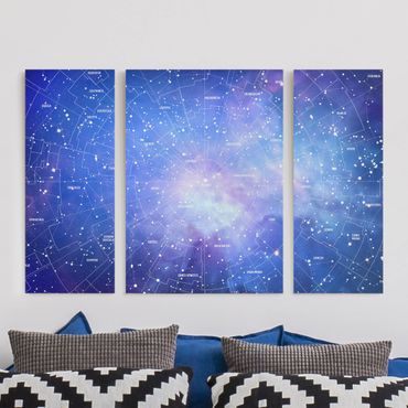 Obraz na płótnie 3-częściowy - Mapa nieba z obrazem gwiazd