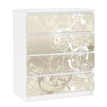 Okleina meblowa IKEA - Malm komoda, 4 szuflady - Projekt ornamentu z masy perłowej