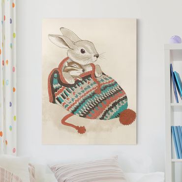 Obraz na płótnie - Ilustracja przedstawiająca króliczka w czapce