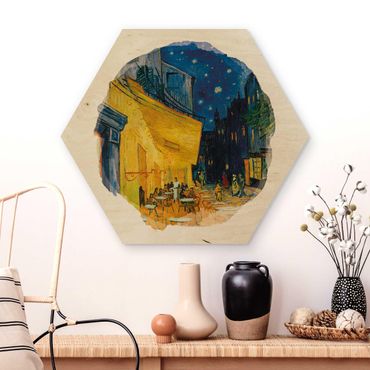 Obraz heksagonalny z drewna - Akwarele - Vincent van Gogh - Taras kawiarni w Arles
