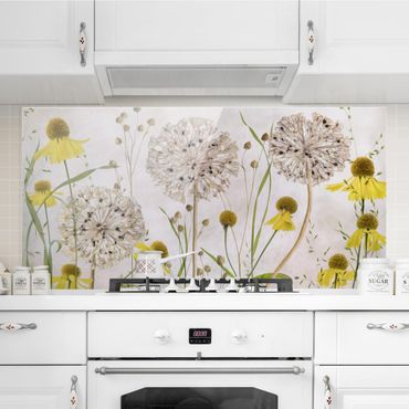 Panel szklany do kuchni - Ilustracja Allium i Helenium