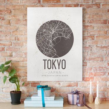 Obraz na płótnie - Mapa miasta Tokio - Retro