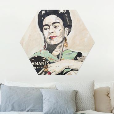 Obraz heksagonalny z Alu-Dibond - Frida Kahlo - kolaż Nr 4