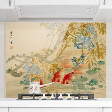 Panel szklany do kuchni - Ni Tian - złota rybka