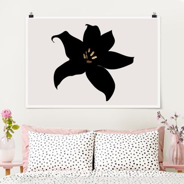Plakat - Graficzny świat roślin - Orchidea czarno-złota