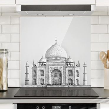 Panel szklany do kuchni - Taj Mahal w kolorze szarym