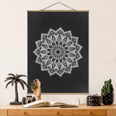 Plakat z wieszakiem - Mandala Ilustracja Ornament biały czarny