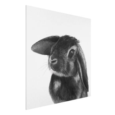 Obraz Forex - Ilustracja królik czarno-biały rysunek