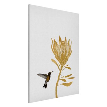 Tablica magnetyczna - Koliber i tropikalny złoty kwiat