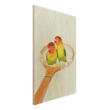 Obraz z drewna - Tenis z ptakami