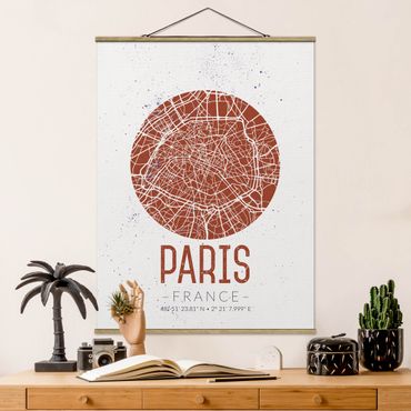 Plakat z wieszakiem - Mapa miasta Paryż - Retro