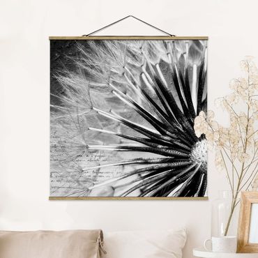 Plakat z wieszakiem - Dandelion czarno-biały