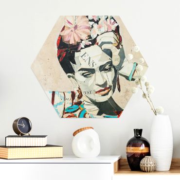 Obraz heksagonalny z Alu-Dibond - Frida Kahlo - Kolaż Nr 1