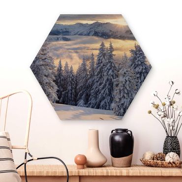 Obraz heksagonalny z drewna - Widok na Hohe Tauern z Kreuzkogel Austria
