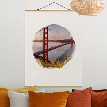 Plakat z wieszakiem - Akwarele - Most Złotoen Gate w San Francisco