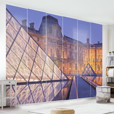 Zasłony panelowe zestaw - Louvre Paryż nocą