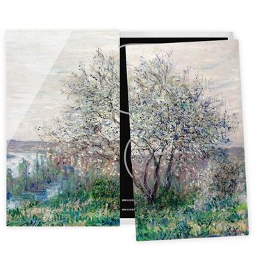 Szklana płyta ochronna na kuchenkę 2-częściowa - Claude Monet - wiosenny nastrój