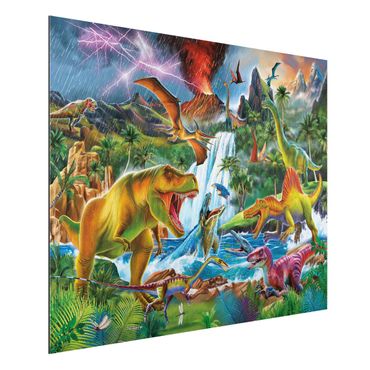 Obraz Alu-Dibond - Dinozaury w czasie pierwotnej burzy