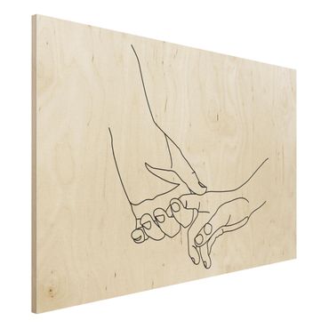 Obraz z drewna - Line Art Tender Hands