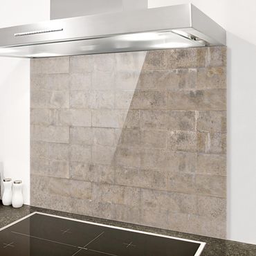 Panel szklany do kuchni - Ściana z płytek betonowych