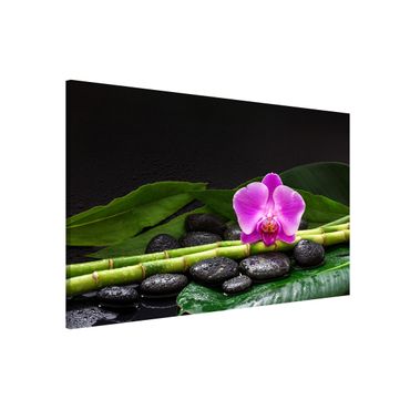 Tablica magnetyczna - Zielony bambus z kwiatem orchidei