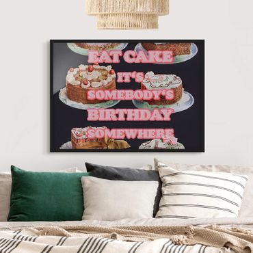 Plakat w ramie - Jedzenie tortu to urodziny
