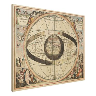 Obraz z drewna - Antyczny zabytkowy atlas gwiazd