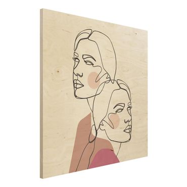 Obraz z drewna - Linia Art Kobiety portret policzki różowy