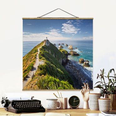 Plakat z wieszakiem - Nugget Point Latarnia morska i morze Nowa Zelandia