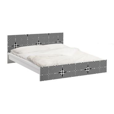 Okleina meblowa IKEA - Malm łóżko 160x200cm - Abstrakcyjny ornament czarno-biały