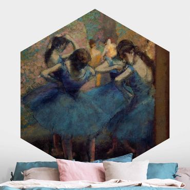 Sześciokątna tapeta samoprzylepna - Edgar Degas - Niebieskie tancerki