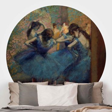 Okrągła tapeta samoprzylepna - Edgar Degas - Niebieskie tancerki