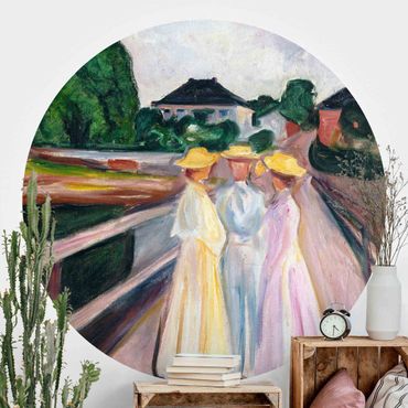 Okrągła tapeta samoprzylepna - Edvard Munch - Trzy dziewczynki