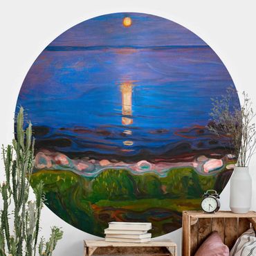 Okrągła tapeta samoprzylepna - Edvard Munch - Letnia noc nad morzem