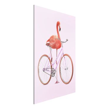 Obraz Alu-Dibond - Flamingo z rowerem