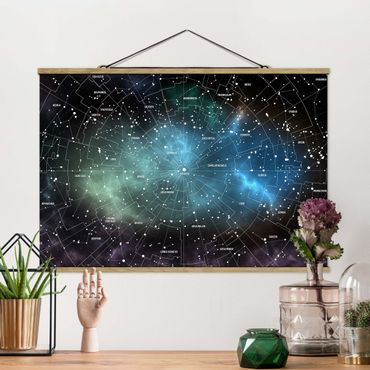 Plakat z wieszakiem - Obrazy gwiazd Mapa mgławic galaktyk