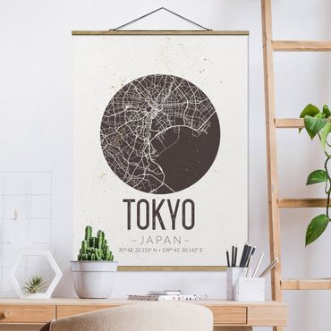 Plakat z wieszakiem - Mapa miasta Tokio - Retro
