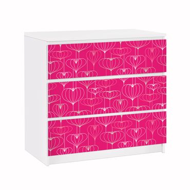 Okleina meblowa IKEA - Malm komoda, 3 szuflady - Projekt wzoru serca