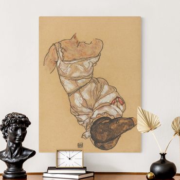 Obraz na naturalnym płótnie - Egon Schiele - Kobiecy tors w bieliźnie