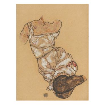 Obraz na naturalnym płótnie - Egon Schiele - Kobiecy tors w bieliźnie